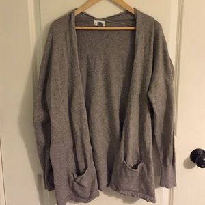 grey cardigan