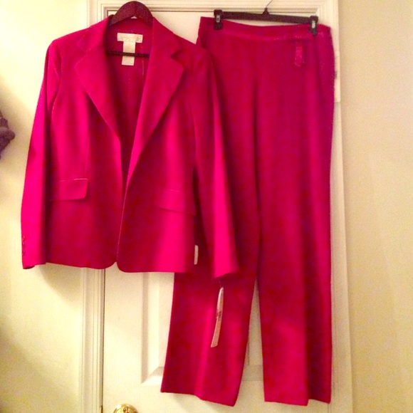 Bold red pants suit