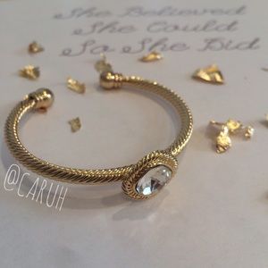 T + J Designs. Gold Cable Crystal Cuff