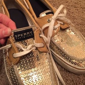 Gold, sequined Sperry Top-Siders