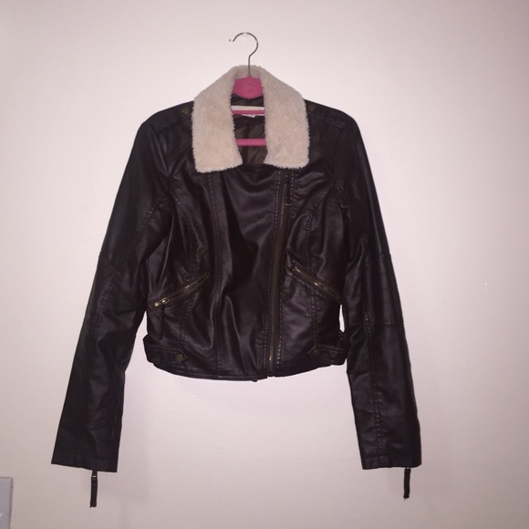 FAUX: leather aviator jacket