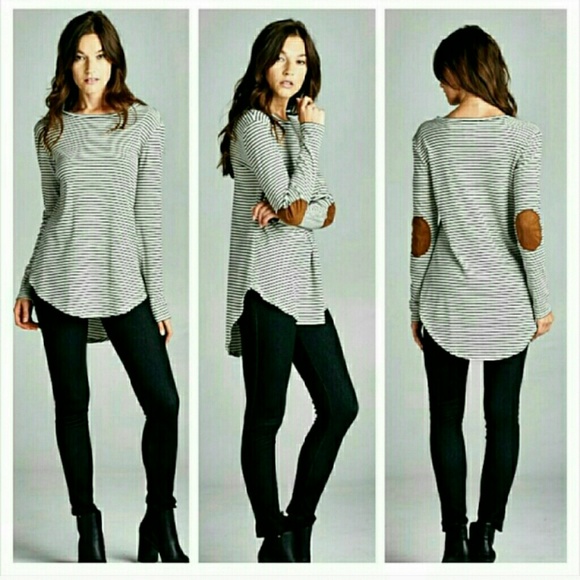 NWOT Long Sleeve Striped Top w/ Elbow Patches