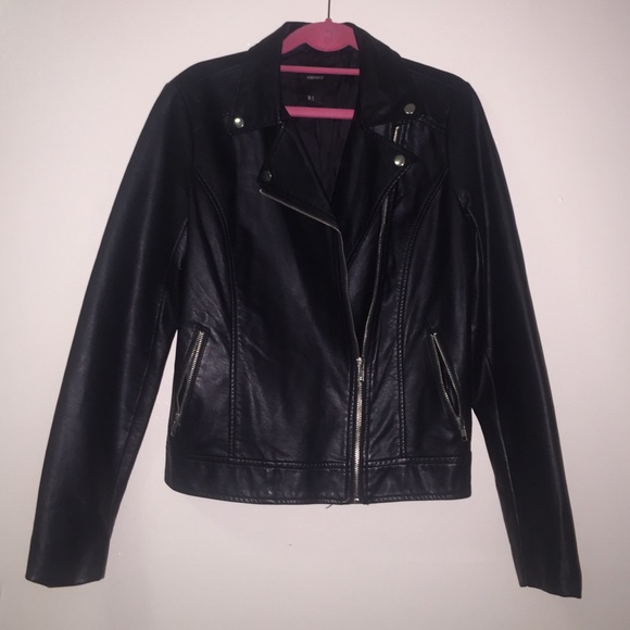 Faux: leather biker jacket