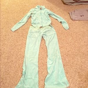 Bright blue juicy velour track suit