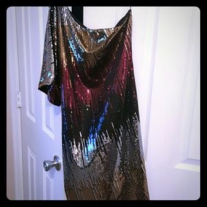 One sleeve sequin ombre dress.
