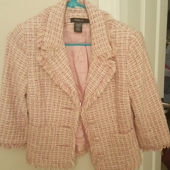 Arden B Tweed Fringed 3/4 sleeves Jacket - Picture 1 of 4