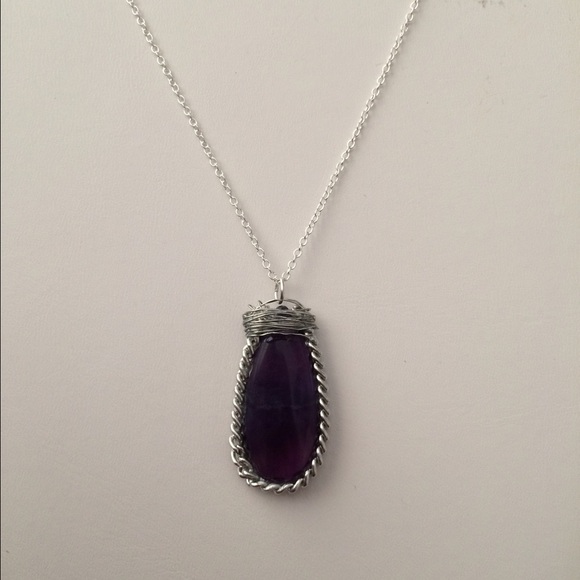 Rainbow fluorite drop necklace