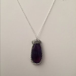Rainbow fluorite drop necklace