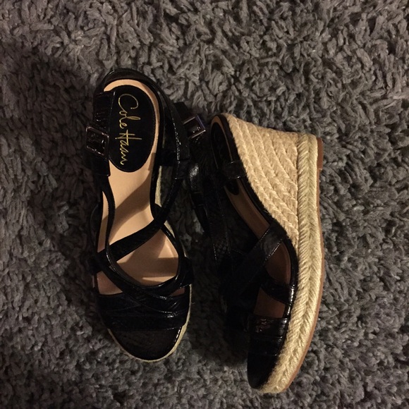 Black Patent Leather Cole Haan Wedges