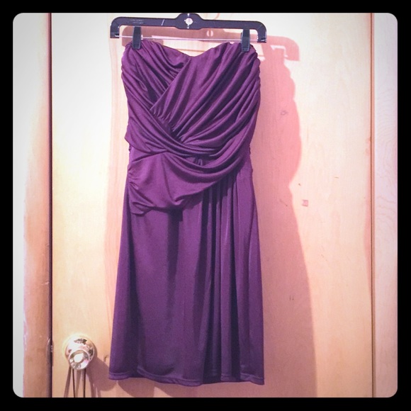 Express wine colored strapless dress