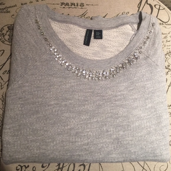 Cynthia Rowley* Grey* Embellished* Sweatshirt*