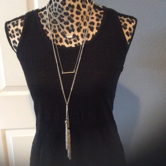 3 Silver tone Layer Necklace