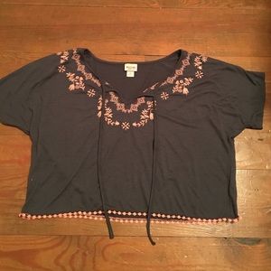 Grey and coral crop top