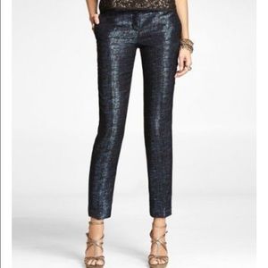 Express metallic blue/black ankle pant