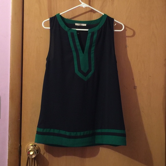 Navy + green preppy top