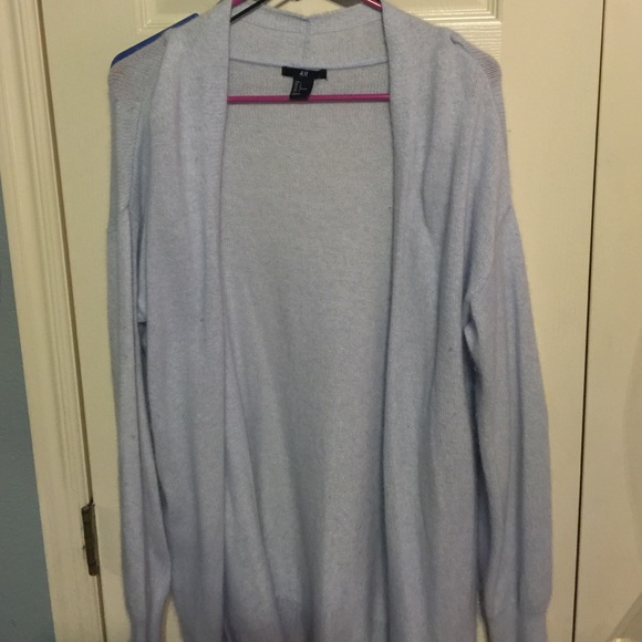 Fuzzy blue long cardigan