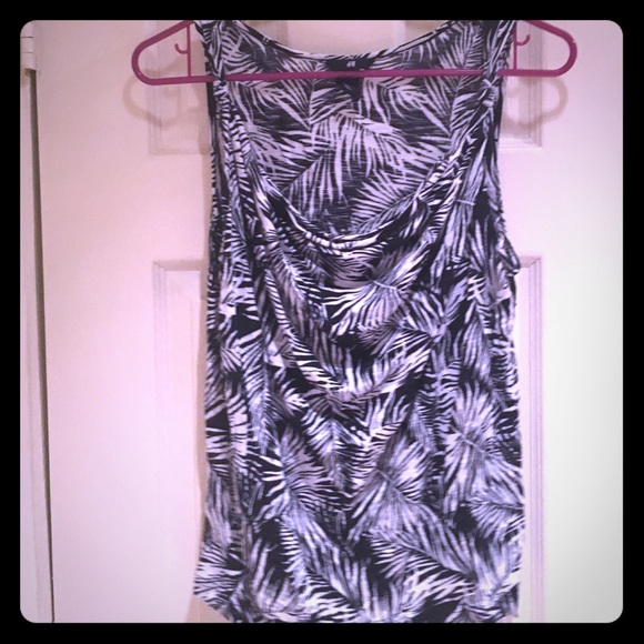Black and white tropical print top.