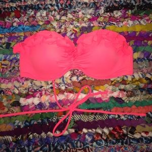 coral blaze ruffle bandeau swim