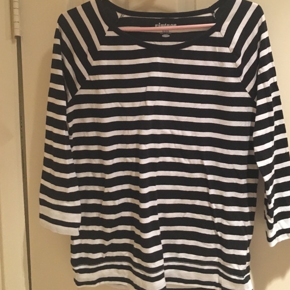 Black and white striped top.