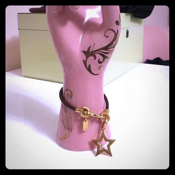 Coach leather and gold star bracelet DONATING SAT!