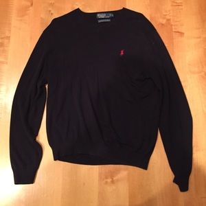 Ralph Lauren Polo V-Neck Sweater in Navy - Size LG