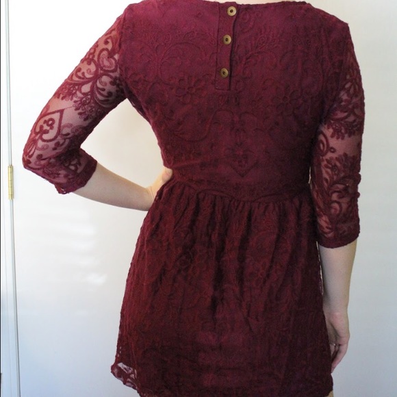 Burgundy Lace Dress - Picture 3 of 4