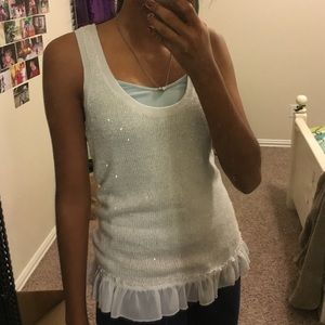 Knit sparkly white tank