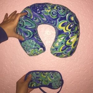 Lilly Pulitzer matching eye mask and travel pillow