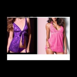 VS 2 Babydoll sets, Lacie flyaway & pink halter