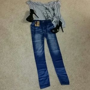 Denim Print Leggings