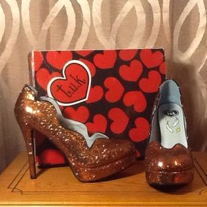 T.U.K. Copper Glitter Platform heels