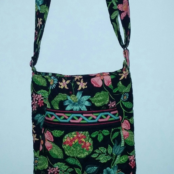 Vera Bradley Handbags - Vera Bradley Black floral zipped cross body.