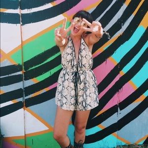 Misguided Snake Skin Plunge Romper