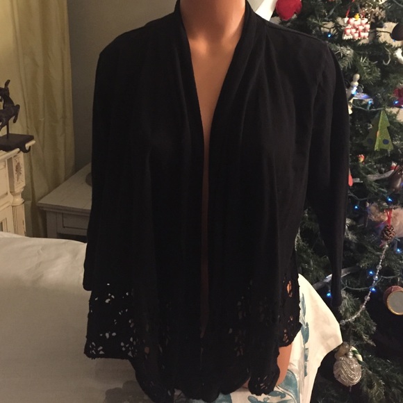 Black lightweight laser cut cardigan