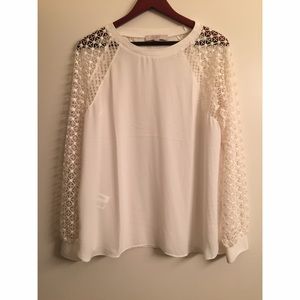 Loft: Cream Crocheted Semi-Sheer Top