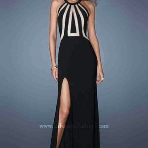 La Femme black/nude formal gown
