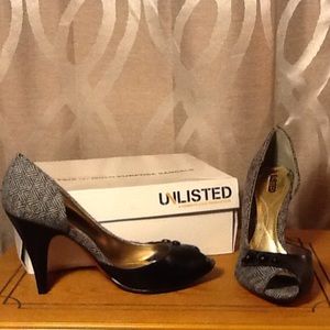Unlisted D'orsay Peep Toe Tweed Heels