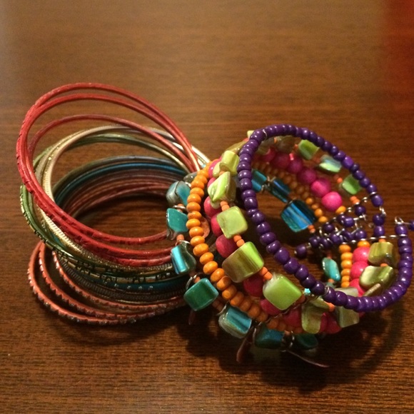Jewelry - Moroccan bracelet with colorful bangles.