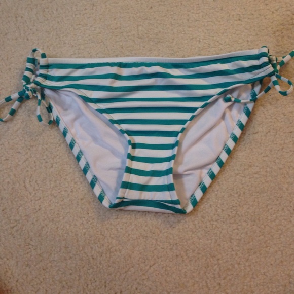 Turquoise and white stripped bathing suite bottoms