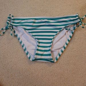 Turquoise and white stripped bathing suite bottoms