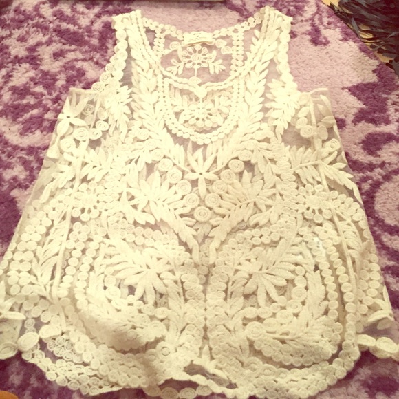 Urban Outfitters sheer embroidered tank