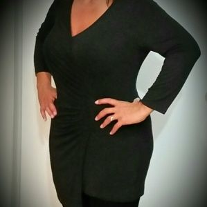 **Charcoal gray tunic length top**