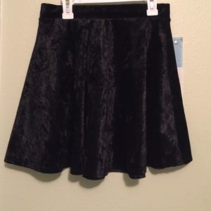 Black velvet skater skirt