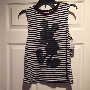 NWT! Black and white striped Mickey Mouse tank top