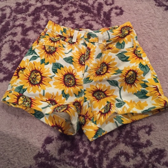 American Apparel sunflower high waisted shorts