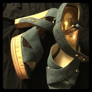 Michael Kors denim Ivana platform heels
