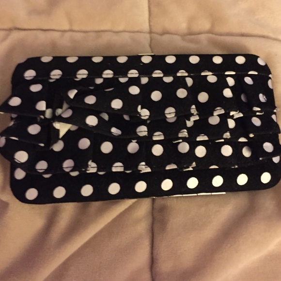 Polka dot ruffle wallet