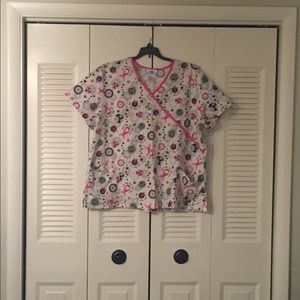 Breast cancer scrub top
