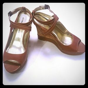 Audrey Brooke Tan Leather Wedges