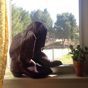 Dark Purple / Burgundy Leather Cowboy Boots